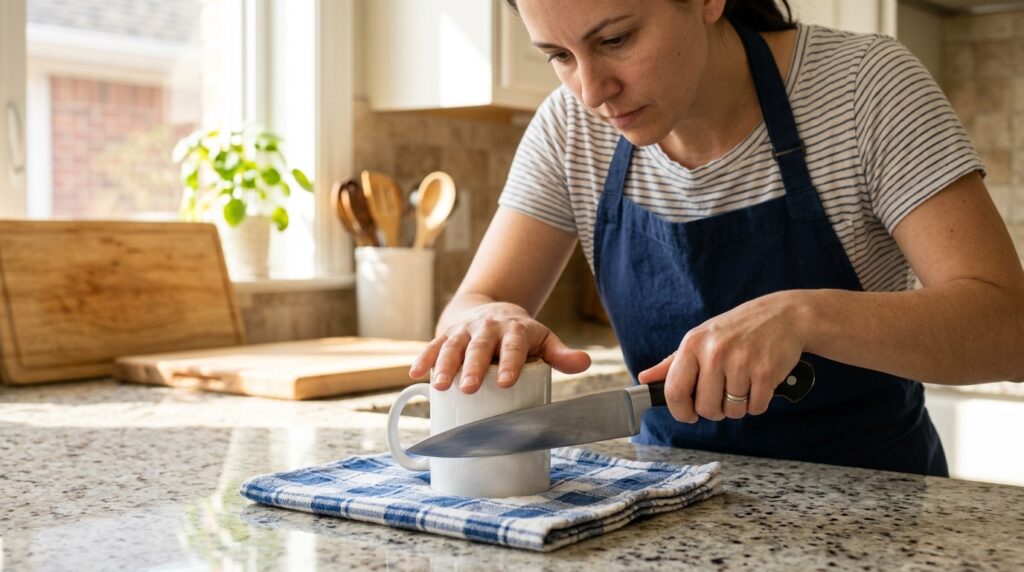 Como afiar uma faca de cozinha cega em casa sem amolador e sem estragar o fio