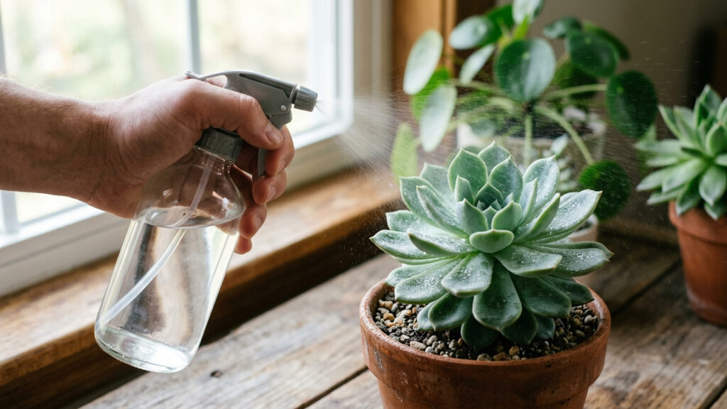 Borrifar álcool isopropílico a 50% em suculentas: a limpeza de choque instantânea que elimina o mofo-cinzento sem desmanchar a cera protetora