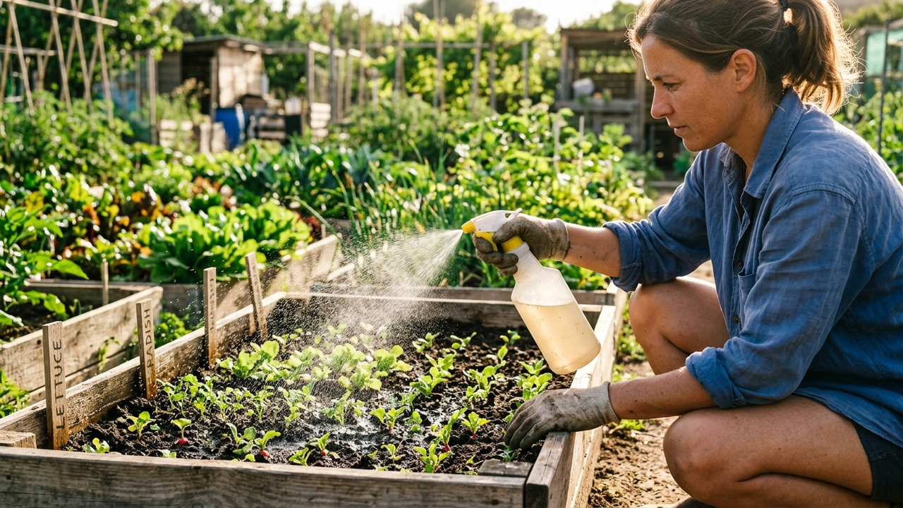 Borrifar infusão de urtiga-branca com vinagre de maçã: o fungicida foliar suave que combate manchas e protege hortaliças mais delicadas
