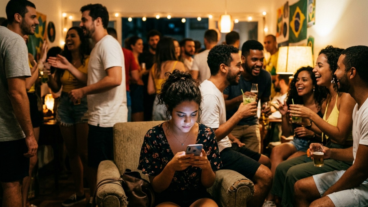A psicologia sugere que quem pega o celular quando fica sozinho em uma festa pode não estar apenas checando mensagens, mas usando a tela como uma espécie de escudo social