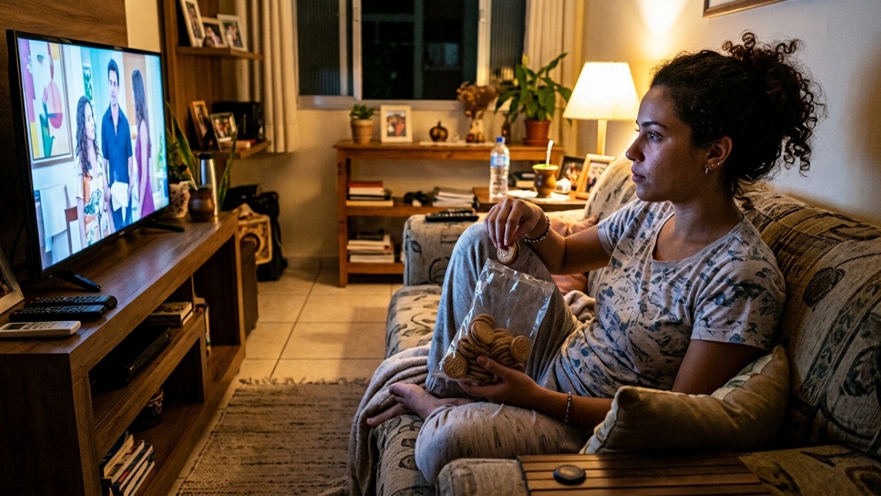 A psicologia diz que pessoas que comem enquanto assistem TV não fazem isso apenas por distração, mas porque o cérebro passa a associar entretenimento e comida