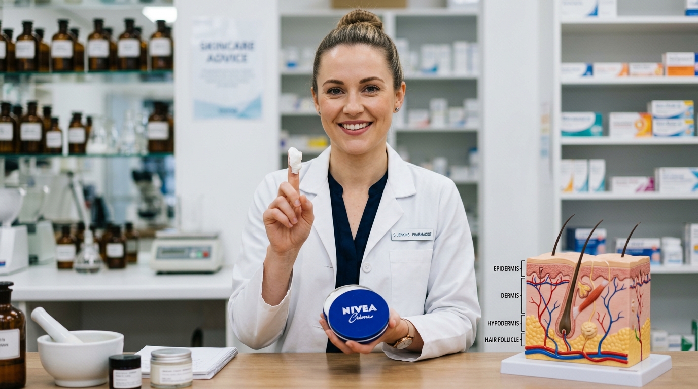 Farmacêutica explica por que o creme da lata azul da Nivea hidrata o corpo mas pode entupir os poros do rosto