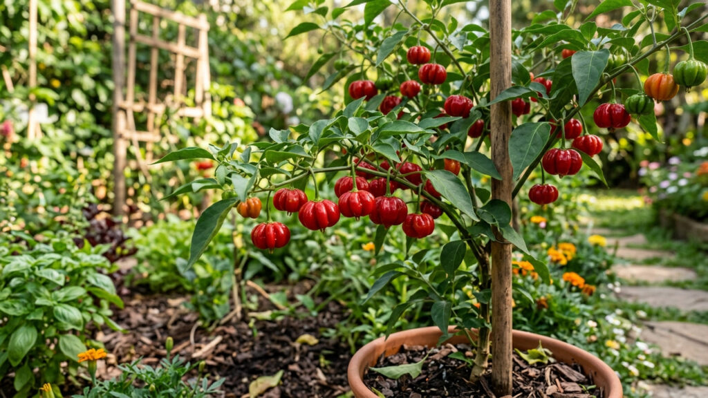 Essa pimenta ornamental de vaso parece uma pitanga vermelha por fora e surpreende pelo sabor crocante e refrescante sem nenhum ardor