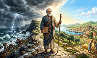 Frase de Pitágoras sobre os opostos da vida: “Se existe luz, então existe escuridão; se existe prosperidade, também existe adversidade.” Uma mensagem sobre como a vida é feita de contrastes inseparáveis