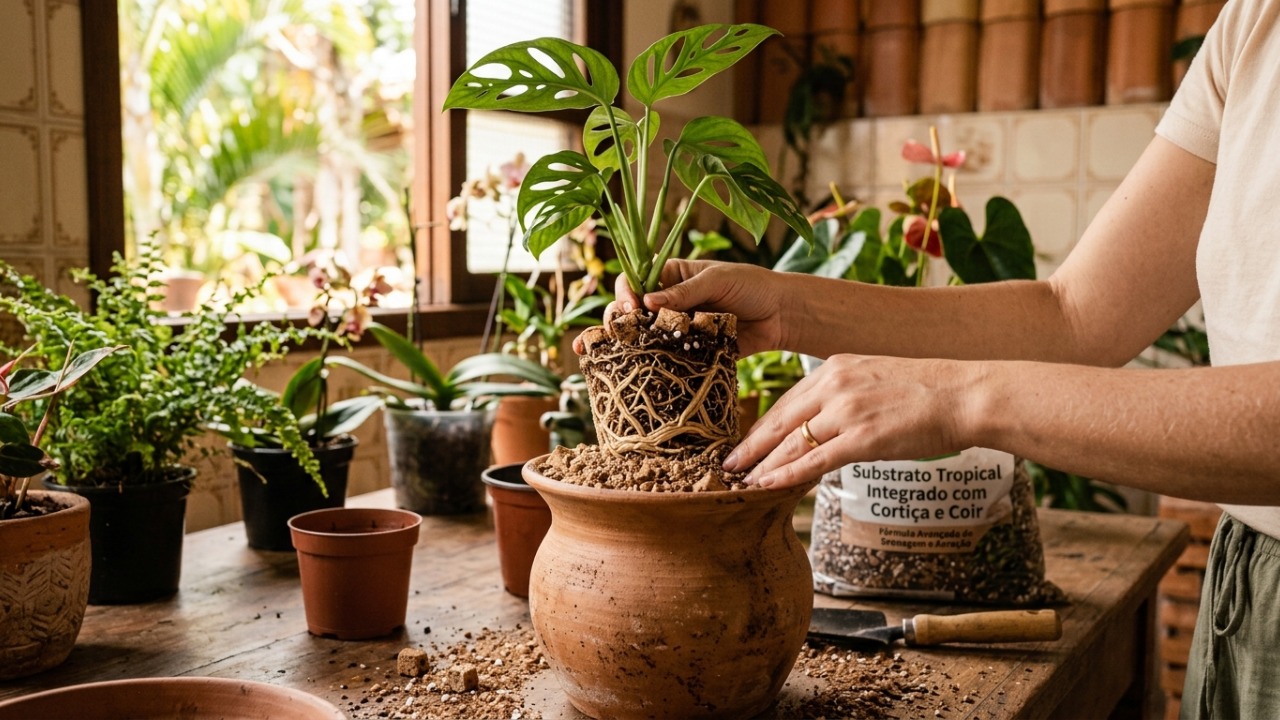 Especialista em plantas recomenda: “Colocar rolhas na terra dos vasos pode ajudar as plantas a se recuperarem e deixar o substrato mais leve.”