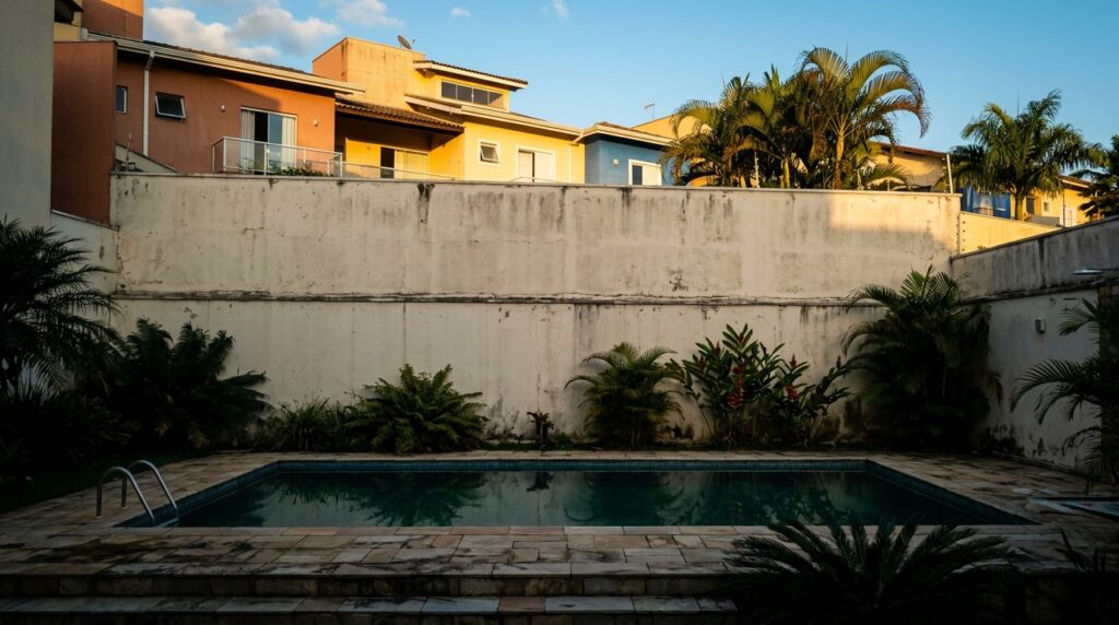 Vizinho faz um paredão de 4 metros para cobrir piscina com sombra para se vingar de uma festa até as 23h e paga R$ 1.500 por dia de atraso ao perder ação por abuso de direito na Justiça