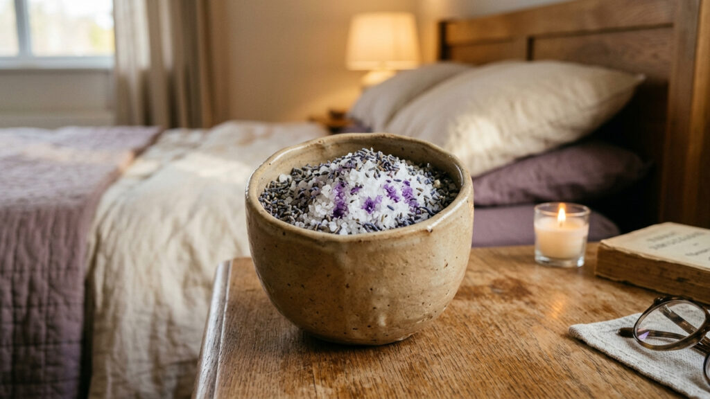 Misturar sal grosso com óleo essencial de lavanda: para que serve o pote aromático no quarto que reduz a umidade e ajuda no relaxamento