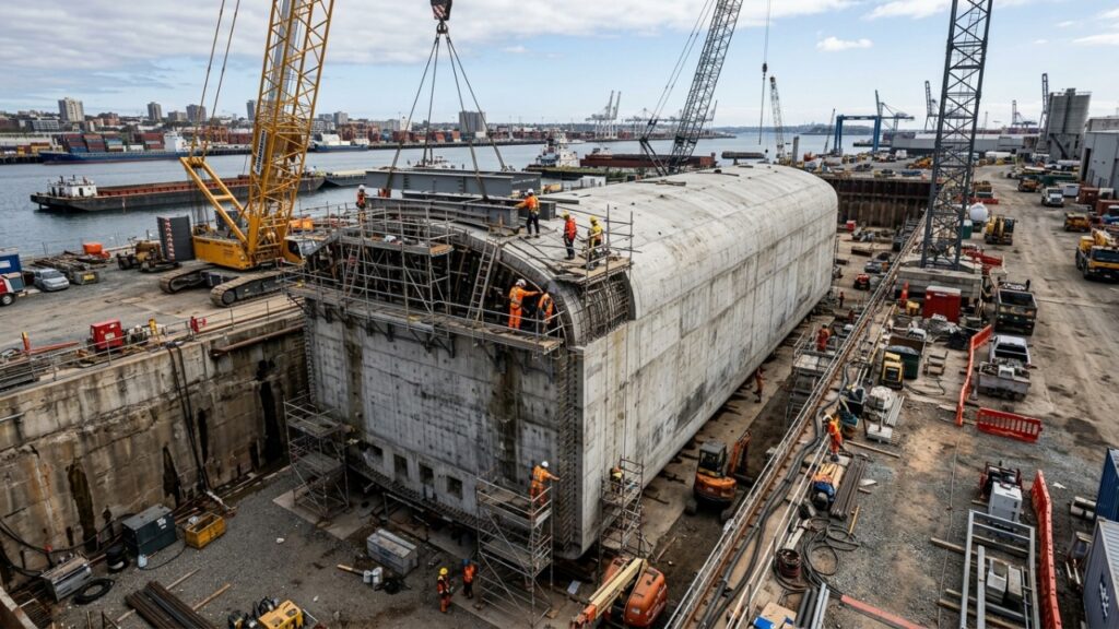 China participa de megaobra de R$ 6,8 bilhões no Brasil para construir o primeiro túnel submarino da América Latina, com 870 metros sob a água, que promete reduzir para cerca de 5 minutos a viagem entre Santos e Guarujá