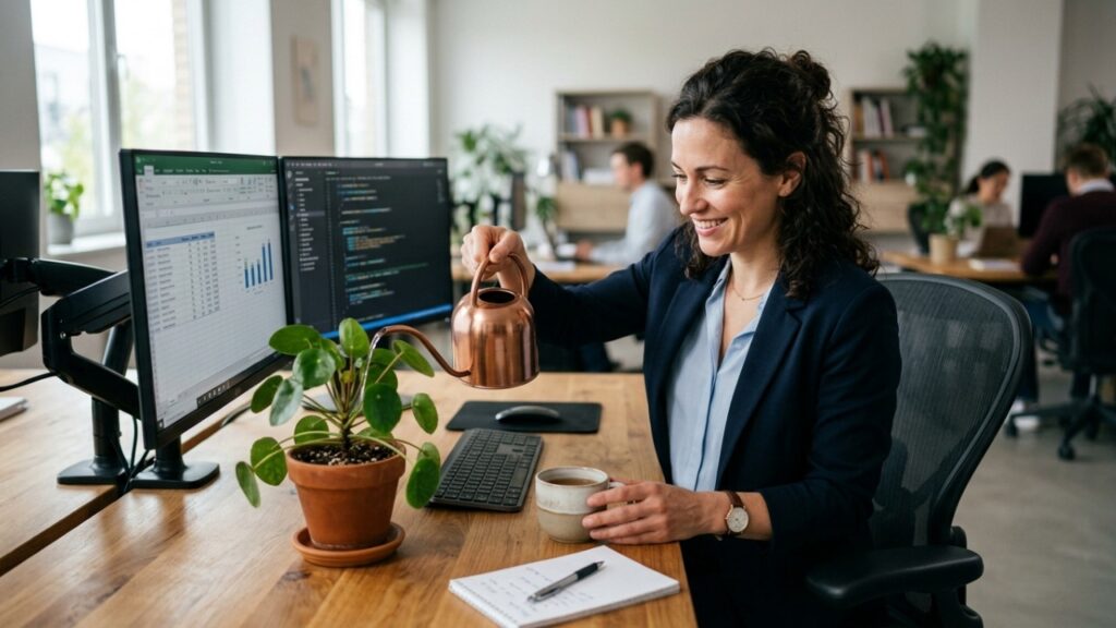 Para a psicologia, pessoas que colocam plantas próximas à mesa de trabalho podem estar tentando tornar o ambiente mais acolhedor, menos impessoal e emocionalmente mais agradável