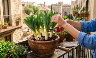 Como plantar alho-poró em vaso com colheitas contínuas: o guia simples de poda que corta apenas as folhas verdes para a planta rebrotar sempre