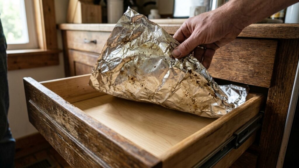 Colocar papel-alumínio no fundo das gavetas da cozinha: para que serve e por que especialistas recomendam esse truque dentro dos armários