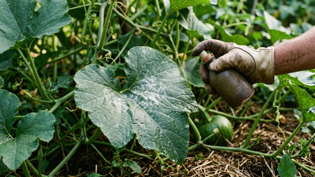 Spray de enxaguante bucal de menta sem álcool diluído em água: a solução caseira inusitada que extermina o mofo branco das folhas de abóbora