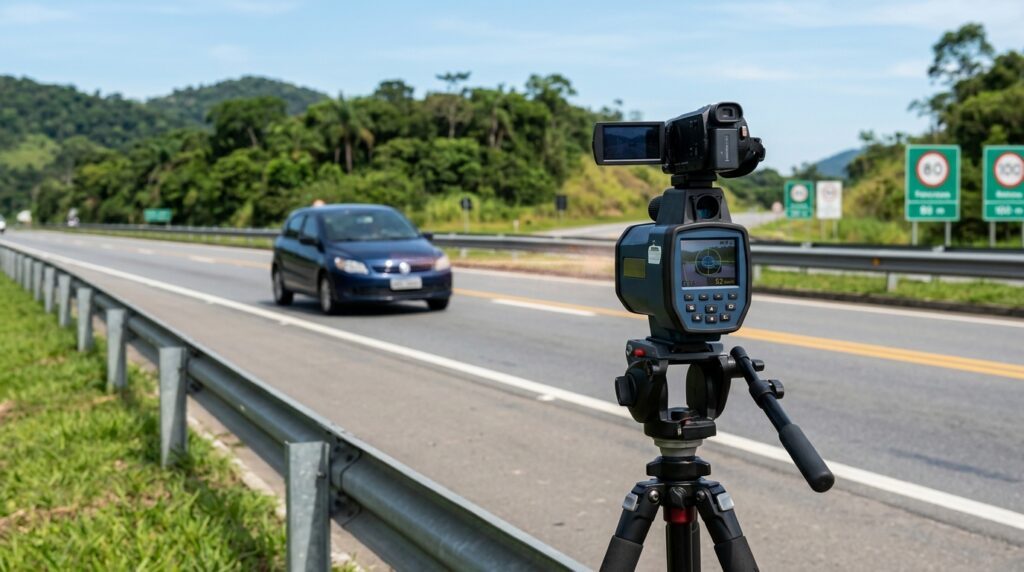 Uma câmera de controle de velocidade que dispara lasers mais de 400 vezes por segundo