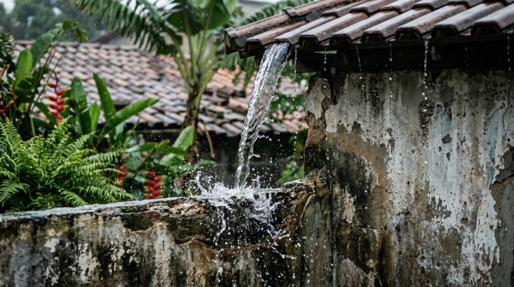 Morador reforma o telhado inclinando o beiral para o lado do vizinho, acredita que água de chuva não é problema de ninguém, e é obrigado a refazer a obra quando a regra sobre despejo de água na divisa é explicada