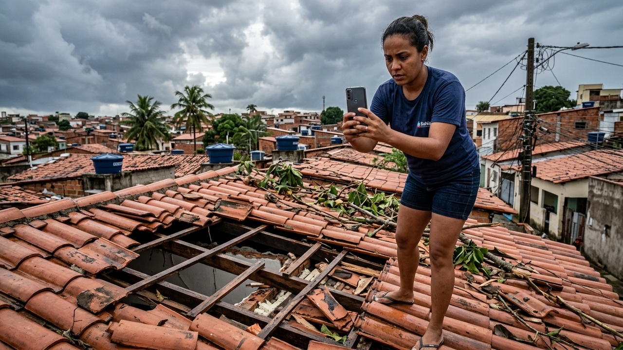 Morador tem o telhado destruído pelo granizo, aciona o seguro residencial de R$ 38 por mês e descobre que a indenização depende da velocidade do vento medida na estação do Inmet mais próxima, a 40 km da casa
