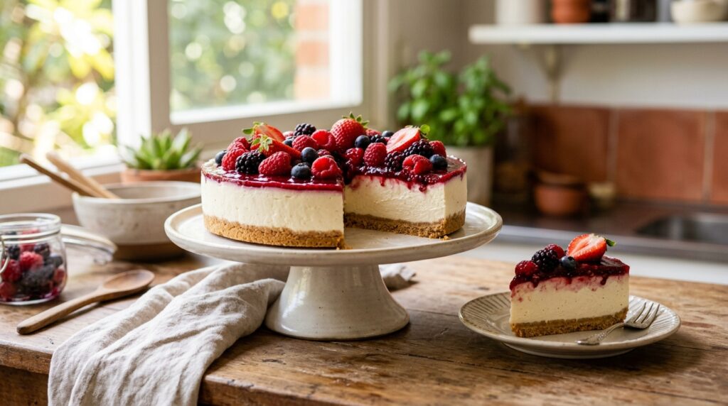Cheesecake de frutas vermelhas sem forno: receita rápida e fácil para qualquer ocasião