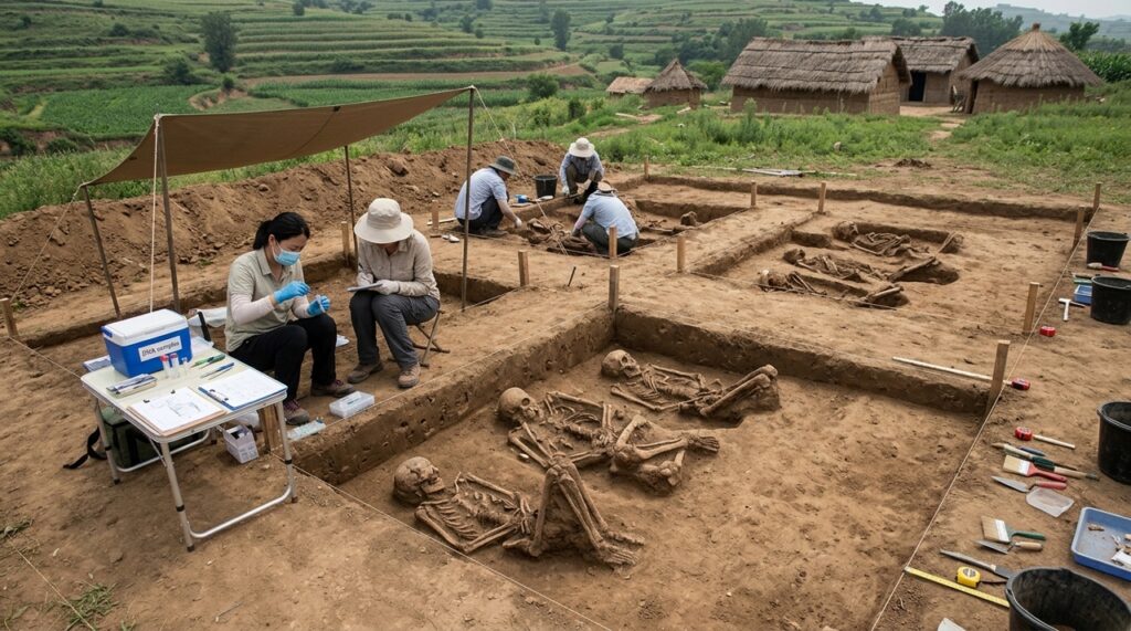 DNA de esqueletos do sítio de Fujia revelou dois clãs matrilineares na China, com continuidade da linhagem materna por cerca de dez gerações e 250 anos