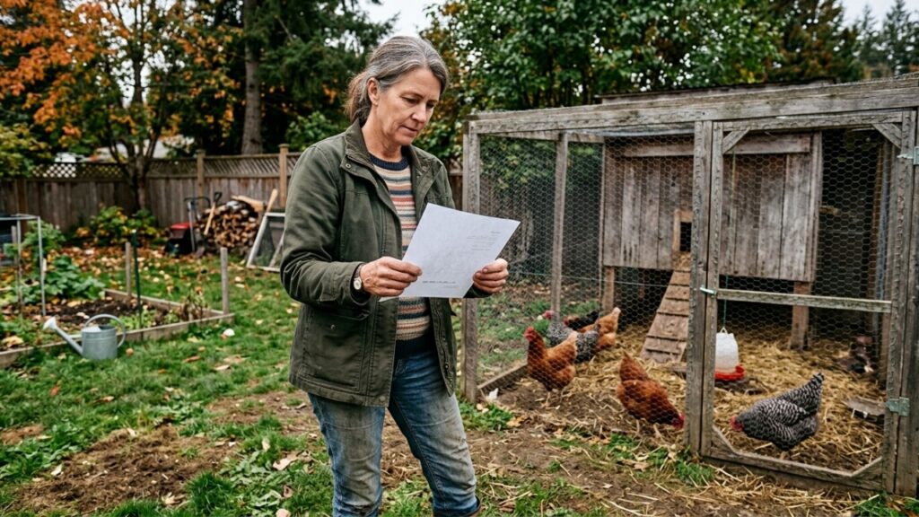 Família cria algumas galinhas no quintal há anos e só depois de receber notificação da prefeitura descobre que uma regra antiga restringe a criação de aves na área urbana