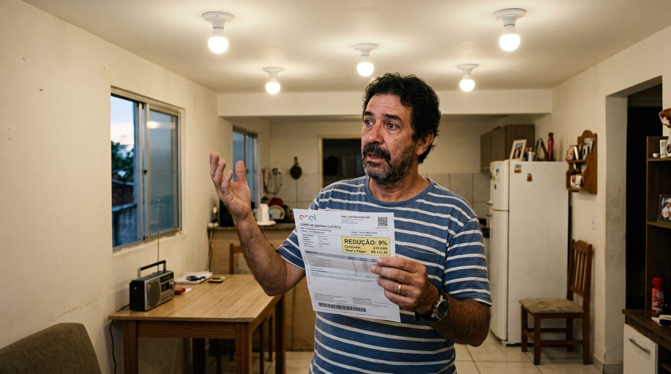 Morador troca todas as lâmpadas por LED, corta 400 kWh e a conta cai só 9%: onde está o resto do valor que ninguém lê na fatura