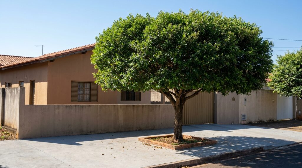 A árvore ideal para calçada estreita: não racha o piso, dá sombra o ano todo e quase não solta folhas