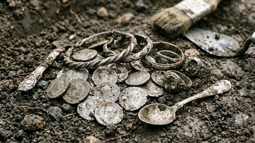 Em 1992, um homem saiu com detector de metais para procurar um martelo perdido e acabou encontrando quase 15 mil moedas romanas enterradas havia cerca de 1.500 anos