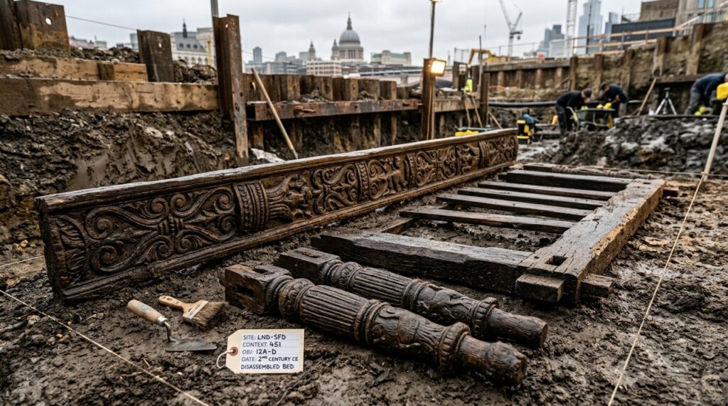 Arqueólogos desenterram um estranho leito de sepultamento romano em Londres, preparado para "a vida após a morte" e preservado intacto por quase 2.000 anos