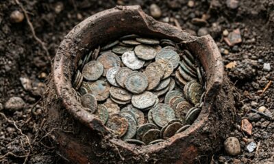 Arqueólogos encontraram mais de 40 mil moedas romanas escondidas em 3 vasos sob o piso de uma casa construída há cerca de 1.800 anos