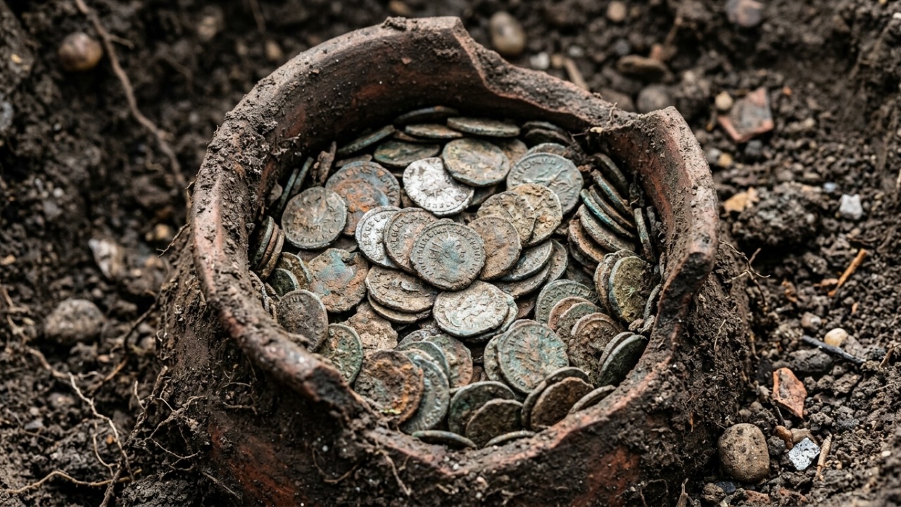 Arqueólogos encontraram mais de 40 mil moedas romanas escondidas em 3 vasos sob o piso de uma casa construída há cerca de 1.800 anos