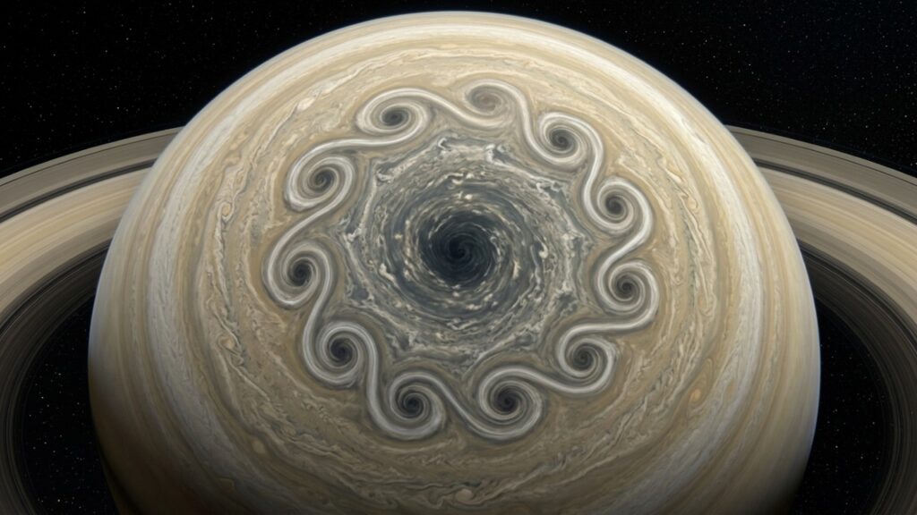Uma nova forma geométrica apareceu na atmosfera de Saturno: estrutura de 10 lados surpreende cientistas e pode ainda não ter atingido sua forma definitiva