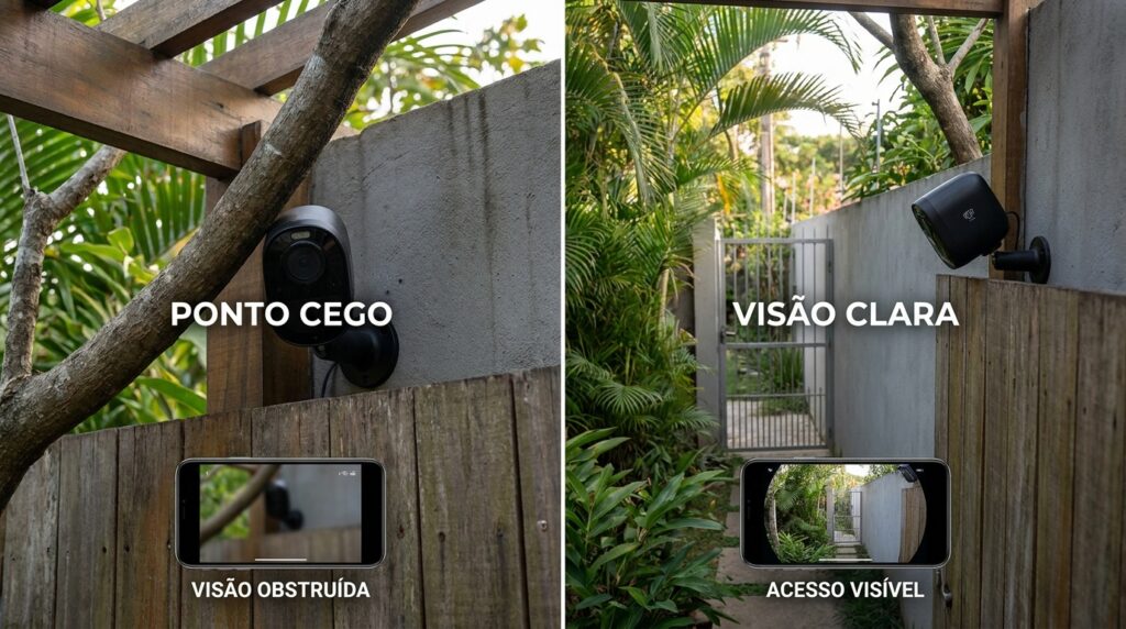 Morador coloca câmera de segurança no quintal para acompanhar a movimentação e descobre como escolher o melhor ângulo de gravação