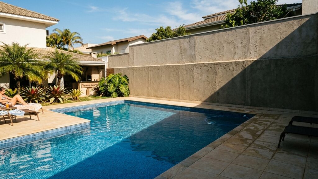 Vizinho constrói paredão de 4 metros para fazer sombra sobre piscina após se irritar com festa até as 23h, mas Justiça vê abuso de direito e impõe multa de R$ 1.200 por dia de atraso