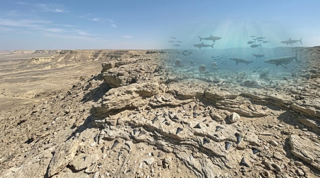 Deserto do Egito já foi um mar cheio de tubarões e 14 dentes fósseis encontrados no local ajudam a revelar como era esse antigo oceano