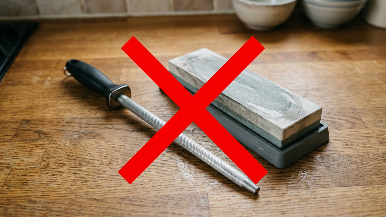 Sem chaira, nem pedras profissionais: a melhor forma de afiar facas cegas em poucos segundos usando apenas o fundo de cerâmica de uma xícara