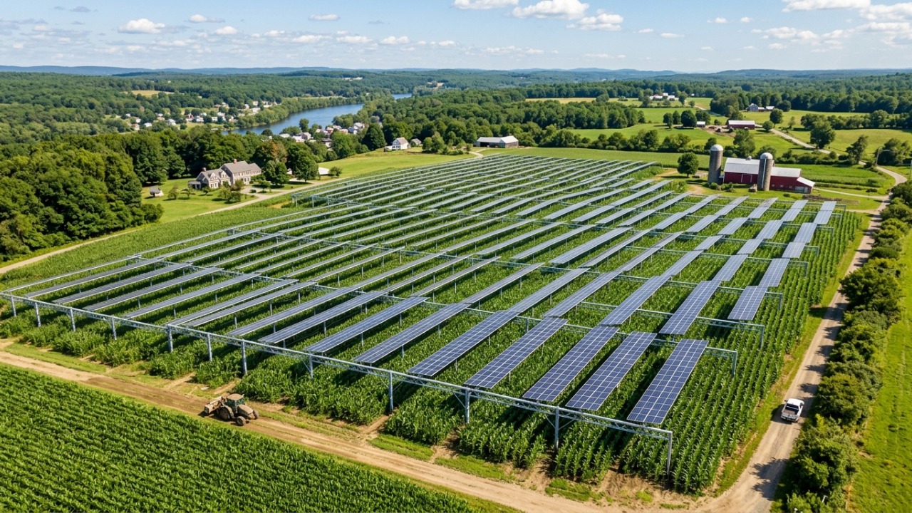 Agricultor colocou 832 painéis solares a 3 metros de altura sobre a lavoura e conseguiu manter cerca de 80% da colheita de milho enquanto também gerava energia