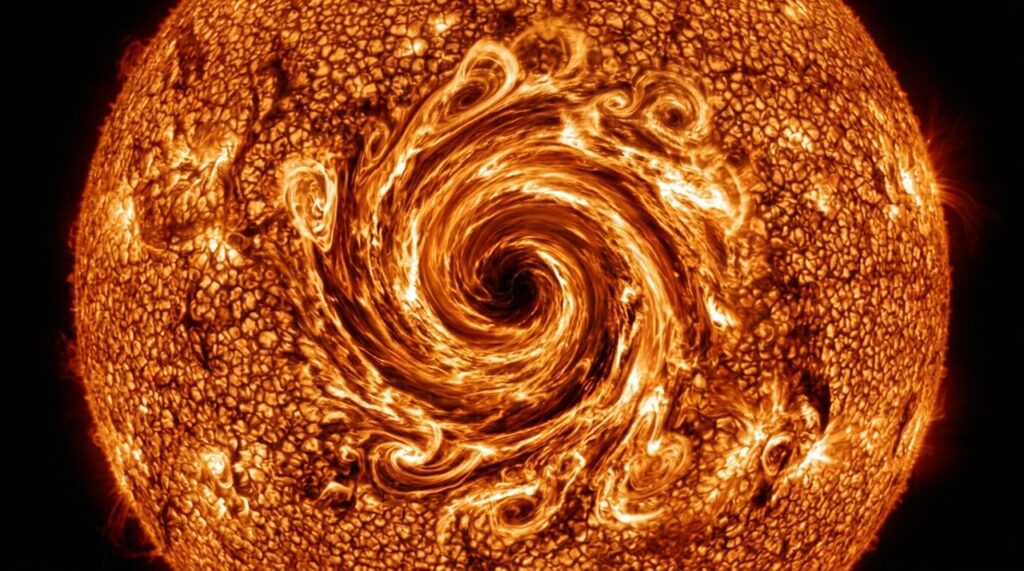O telescópio Daniel K. Inouye registrou vórtices de plasma na fotosfera solar. Os dados revelam como a turbulência influencia a dinâmica e o campo magnético do Sol