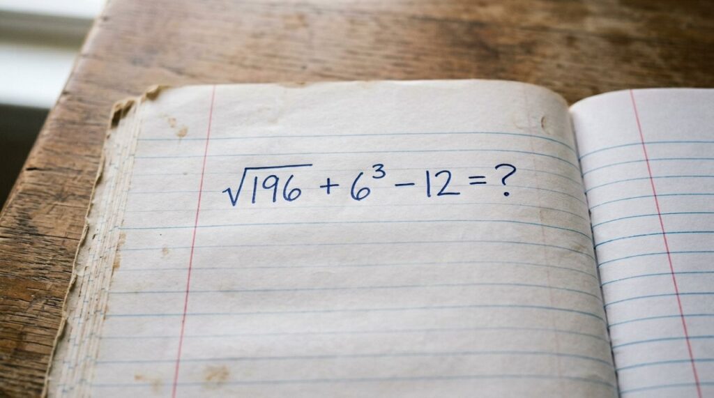 Parece simples até chegar na raiz quadrada: quanto dá √196 + 6³ − 12?