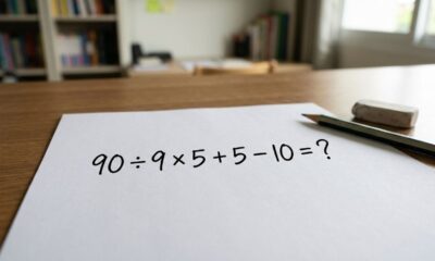 90% erram o resultado de 90 ÷9 × 5 + 5 – 10 quando fazem a conta com pressa