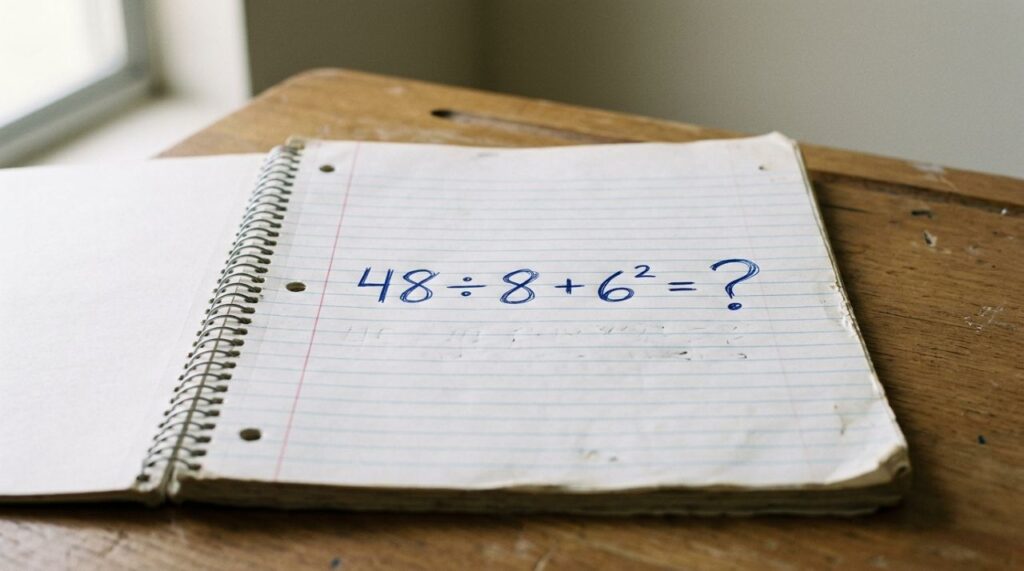Parece uma conta de criança, mas estes três números exigem atenção às regras antes de chegar à resposta 48 ÷ 8 + 6²