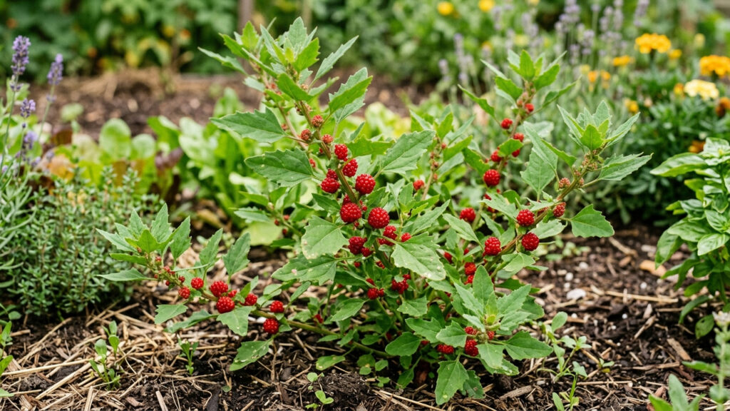 Essa hortaliça rara tem folhas suculentas para salada e produz hastes cheias de frutos vermelhos idênticos a pequenos morangos silvestres