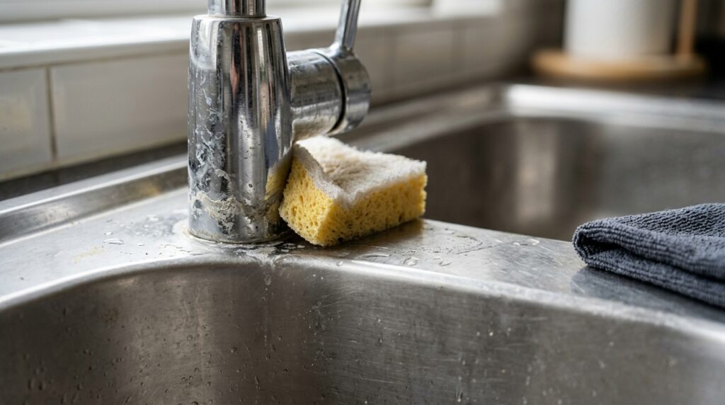 Nem esponja de aço, nem água sanitária: o jeito certo de deixar a pia da cozinha brilhando