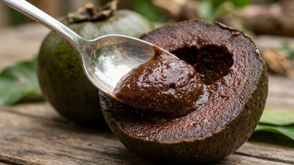 Parece um tomate verde comum, mas por dentro esta fruta tem polpa macia, cremosa e um sabor que lembra sobremesa de chocolate