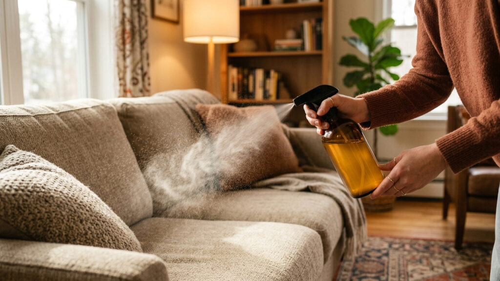 Borrifar essência de baunilha com álcool líquido no sofá: o aromatizador caseiro que neutraliza odores fortes e deixa estofados sempre perfumados