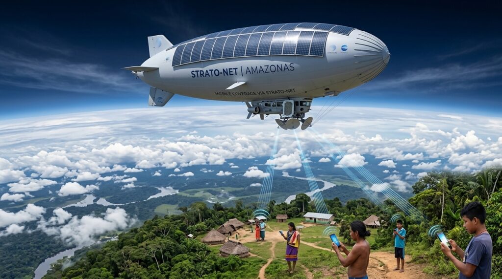 Um dirigível com servidores e antenas celulares a bordo realizou um voo de 30.000 km sobre parte do planeta, com quase zero consumo de energia para propulsão