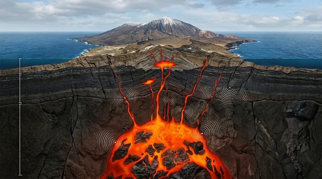 Estudo revela grande reservatório de magma sob Tenerife e cria primeira imagem 3D de dezenas de quilômetros abaixo do Monte Teide