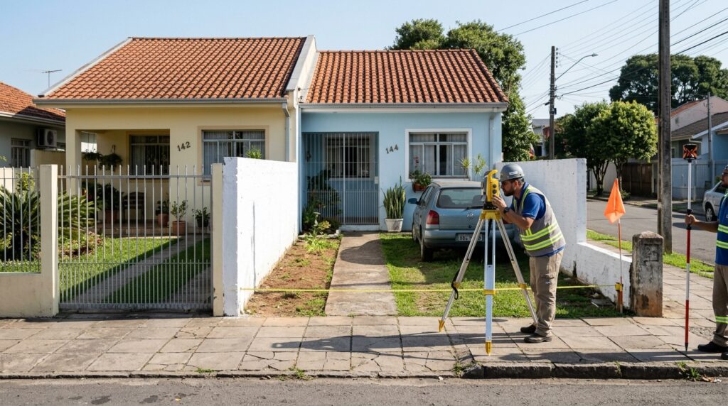 Homem compra um lote murado havia anos, manda levantar a construção e durante a medição descobre que dois metros do terreno na verdade pertencem ao vizinho pela matrícula