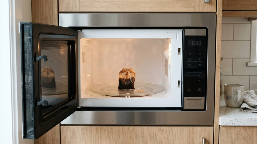 Colocar um sachê de chá preto usado no micro-ondas desligado: como as propriedades de tanino atuam para neutralizar odores fortes de peixe e fumaça