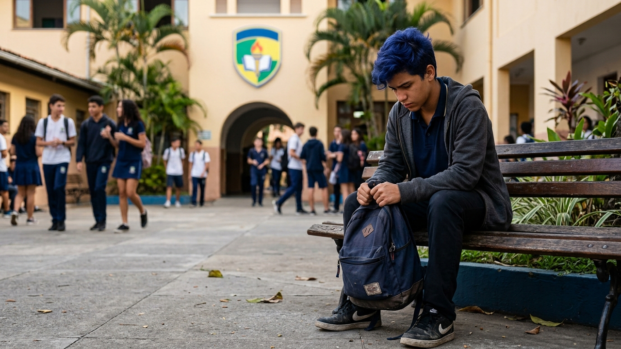 Escola particular expulsa aluno por pintar o cabelo de azul, família processa por preconceito e colégio é multado em R$ 30 mil pela Justiça