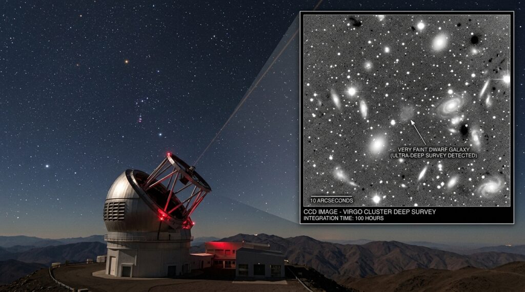Galáxia anã com apenas 2 milhões de massas solares é descoberta quase invisível no aglomerado de Virgem no Monte Teide