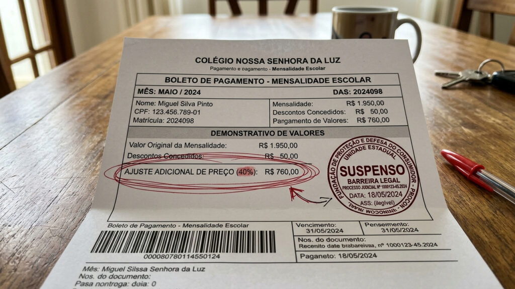 Colégio reajusta mensalidade em 40% em um único ano sem comprovar gastos, Procon barra aumento e juiz manda restituir a diferença em dobro