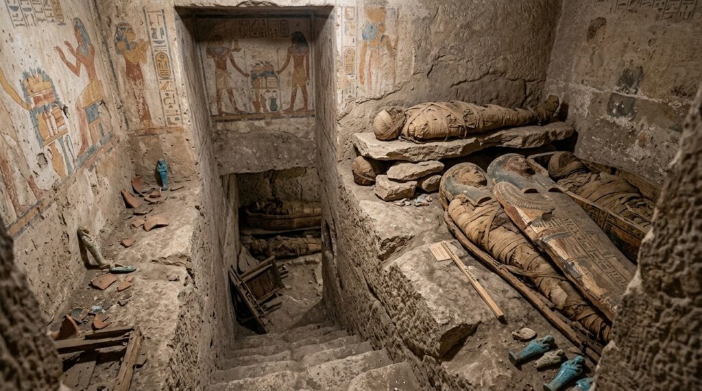 Túmulo de Luxor com mais de 20 indivíduos revela múmias empilhadas e uma lógica funerária usada por 300 anos